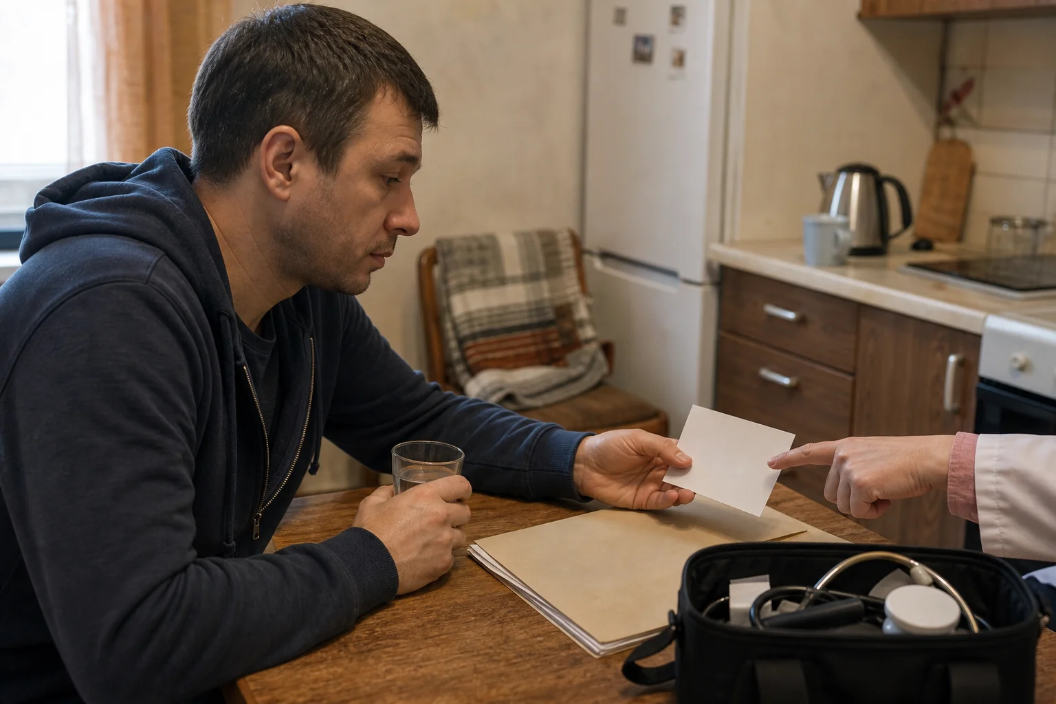 Пациент получает домашний контроль после лечения
